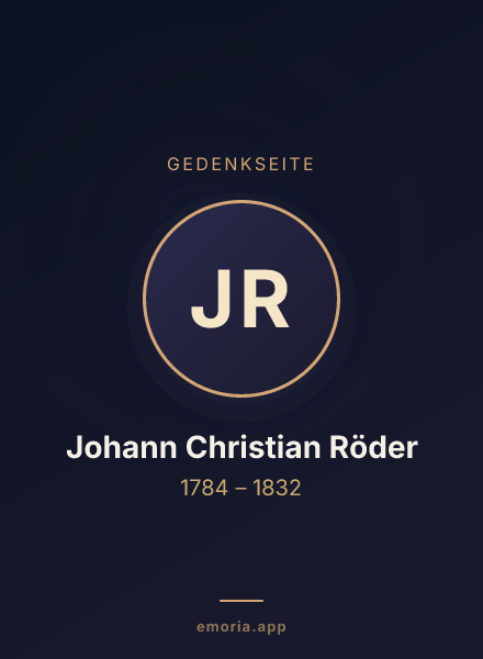 Gedenkportrait von Johann Christian Röder