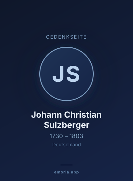 Gedenkportrait von Johann Christian Sulzberger