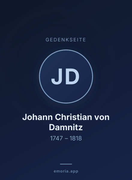 Gedenkportrait von Johann Christian von Damnitz