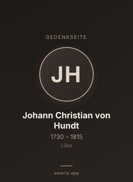 Gedenkportrait von Johann Christian von Hundt