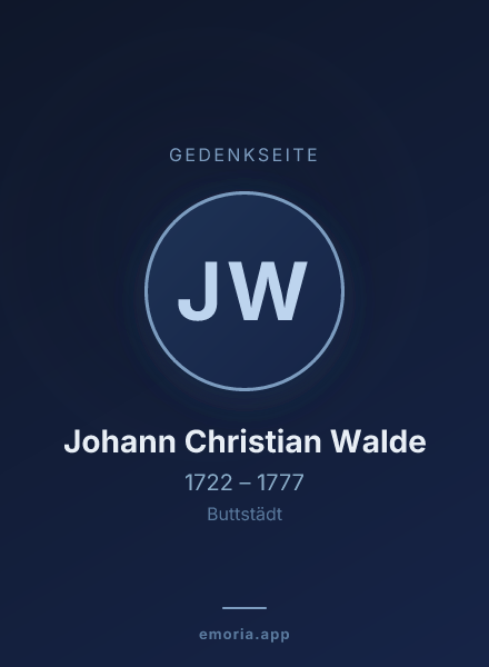 Gedenkportrait von Johann Christian Walde