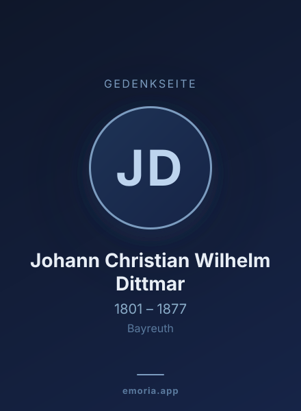 Gedenkportrait von Johann Christian Wilhelm Dittmar