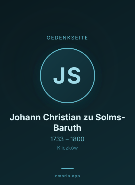 Gedenkportrait von Johann Christian zu Solms-Baruth