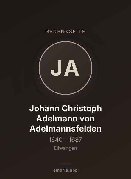 Gedenkportrait von Johann Christoph Adelmann von Adelmannsfelden