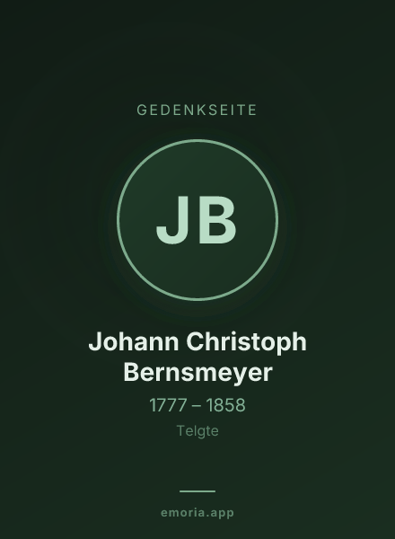 Gedenkportrait von Johann Christoph Bernsmeyer