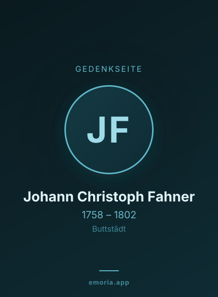 Gedenkportrait von Johann Christoph Fahner