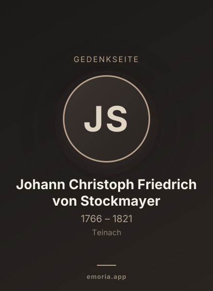 Gedenkportrait von Johann Christoph Friedrich von Stockmayer