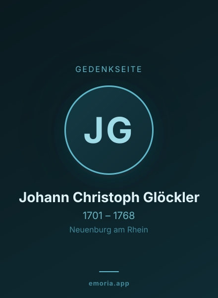 Gedenkportrait von Johann Christoph Glöckler