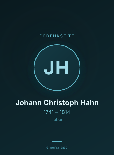 Gedenkportrait von Johann Christoph Hahn