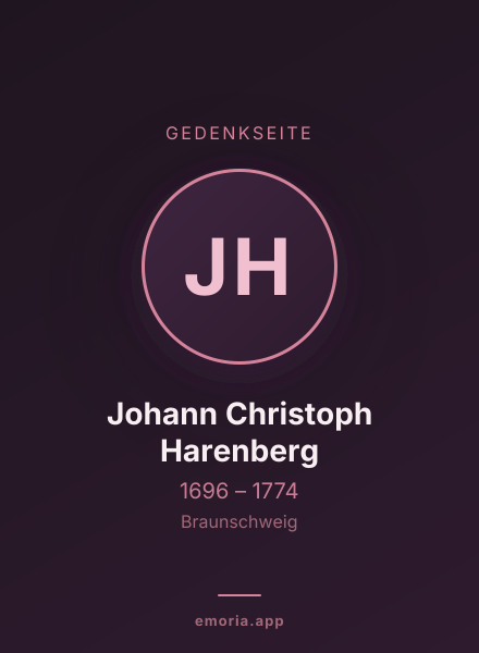 Gedenkportrait von Johann Christoph Harenberg