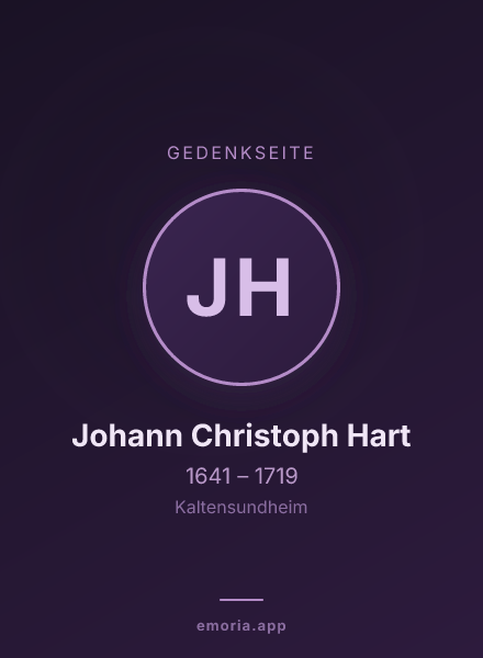 Gedenkportrait von Johann Christoph Hart