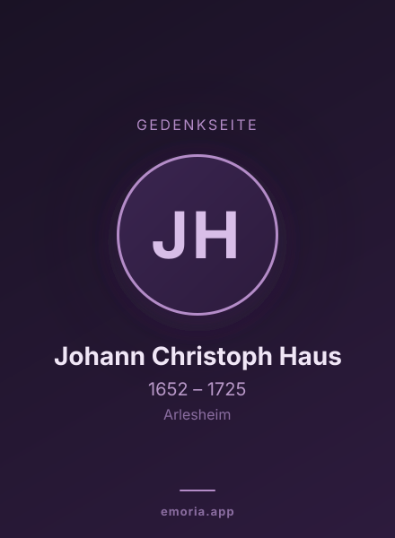Gedenkportrait von Johann Christoph Haus