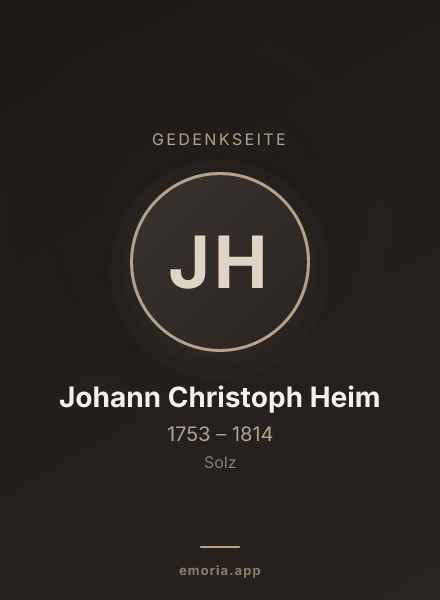 Gedenkportrait von Johann Christoph Heim