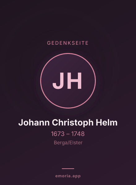 Gedenkportrait von Johann Christoph Helm