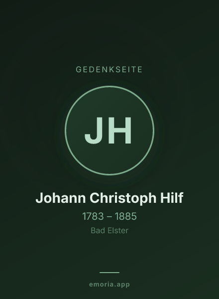 Gedenkportrait von Johann Christoph Hilf