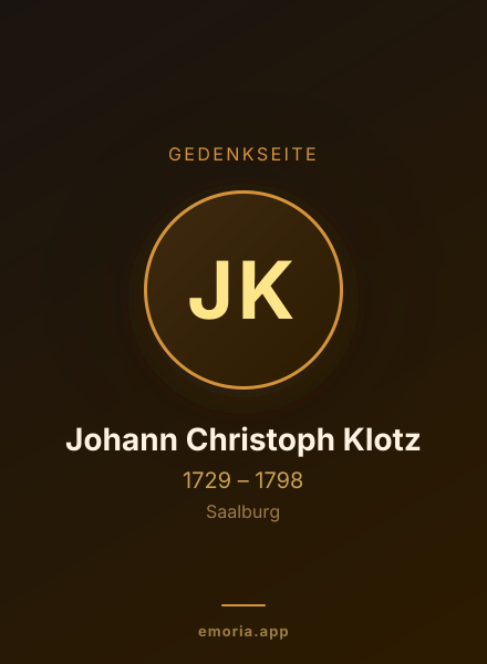 Gedenkportrait von Johann Christoph Klotz