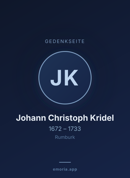 Gedenkportrait von Johann Christoph Kridel