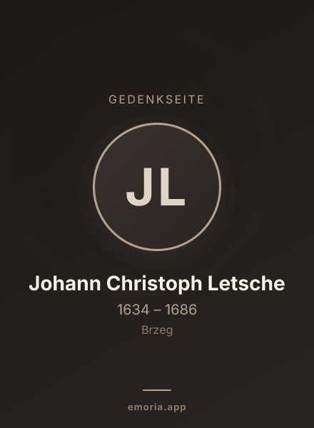 Gedenkportrait von Johann Christoph Letsche