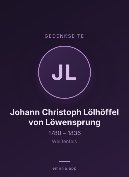Gedenkportrait von Johann Christoph Lölhöffel von Löwensprung