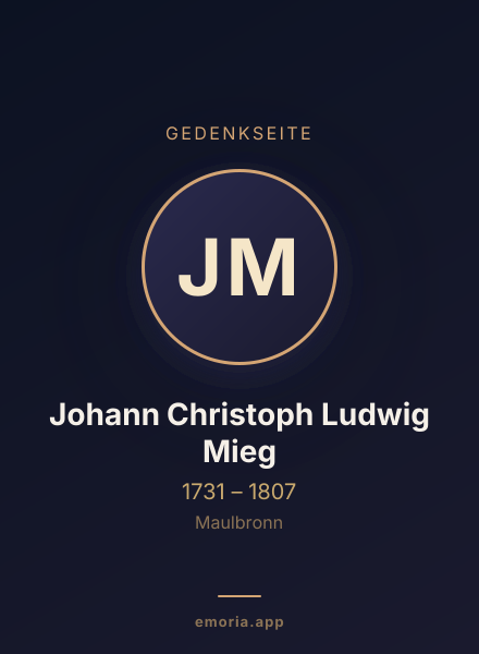 Gedenkportrait von Johann Christoph Ludwig Mieg
