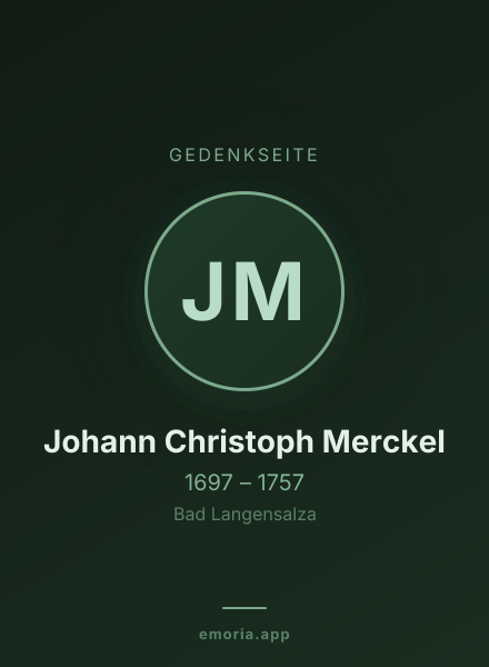 Gedenkportrait von Johann Christoph Merckel