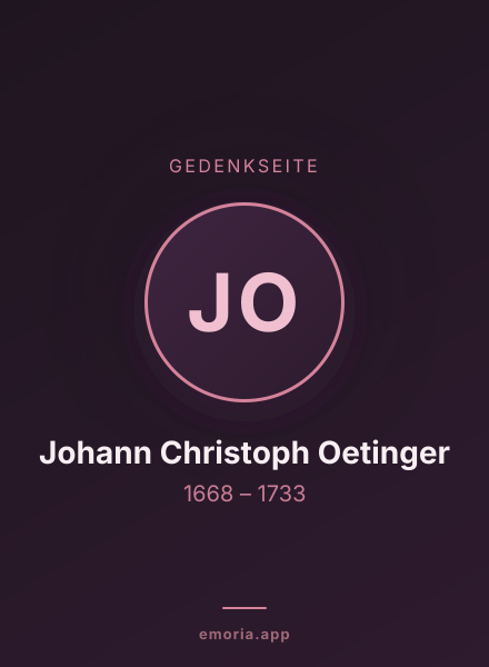 Gedenkportrait von Johann Christoph Oetinger