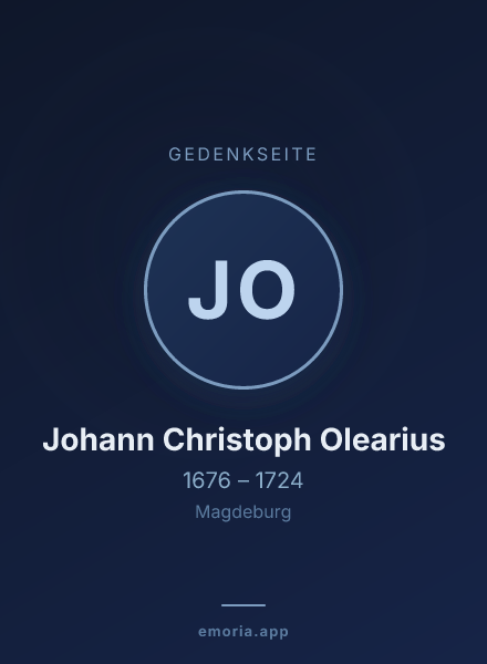 Gedenkportrait von Johann Christoph Olearius