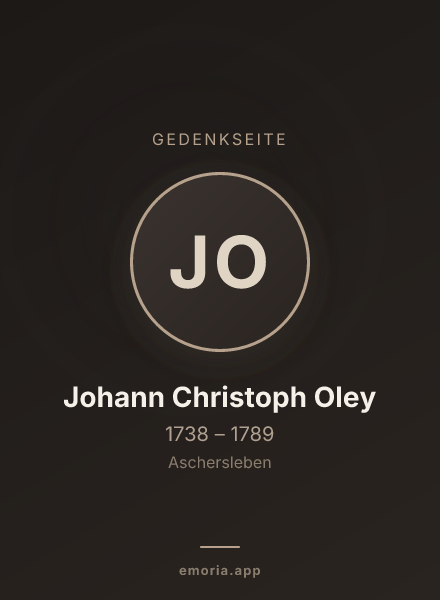 Gedenkportrait von Johann Christoph Oley