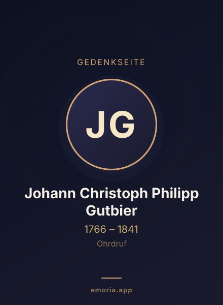 Gedenkportrait von Johann Christoph Philipp Gutbier