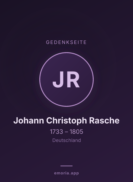Gedenkportrait von Johann Christoph Rasche