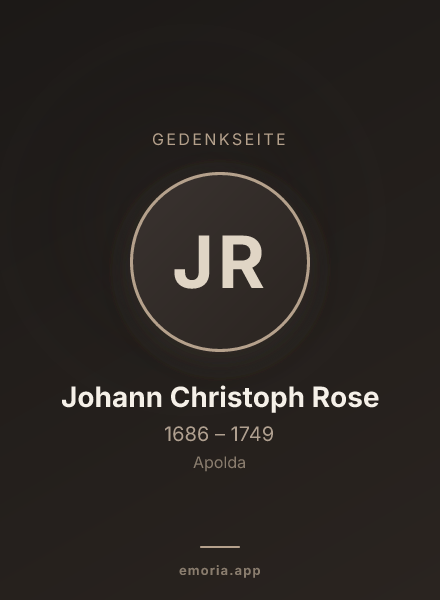 Gedenkportrait von Johann Christoph Rose