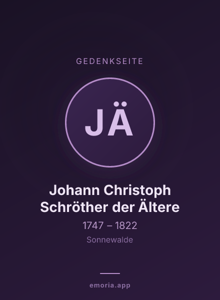 Gedenkportrait von Johann Christoph Schröther der Ältere