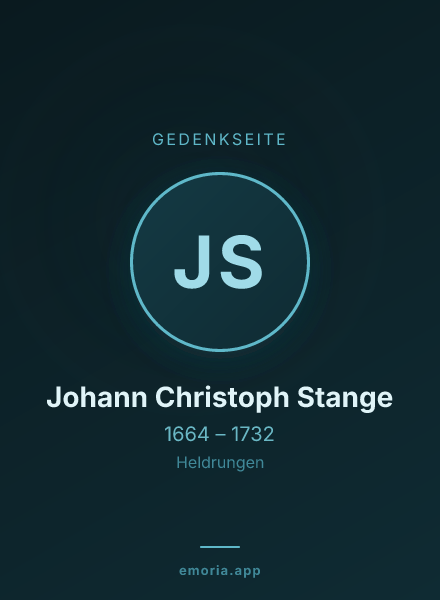 Gedenkportrait von Johann Christoph Stange