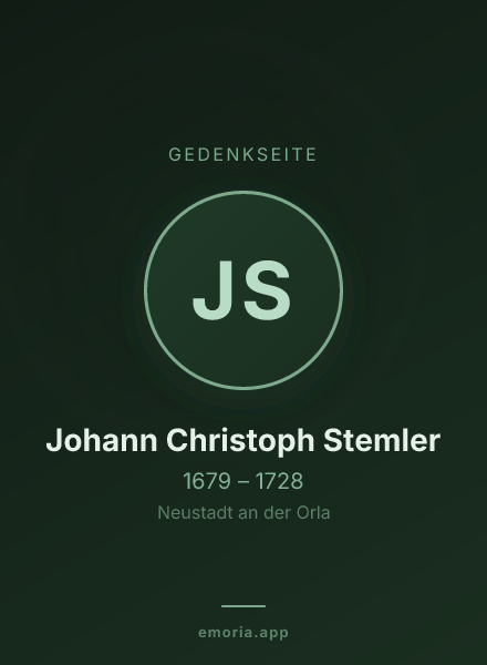 Gedenkportrait von Johann Christoph Stemler