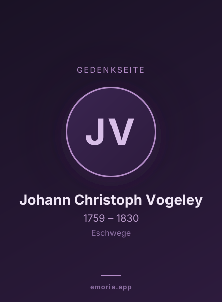Gedenkportrait von Johann Christoph Vogeley