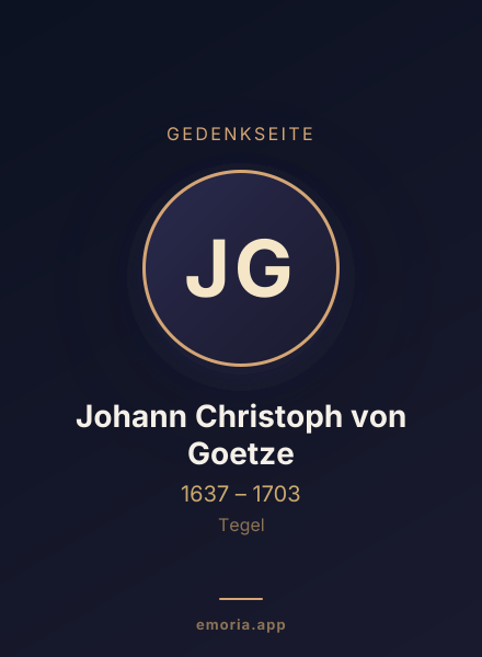 Gedenkportrait von Johann Christoph von Goetze