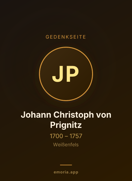 Gedenkportrait von Johann Christoph von Prignitz