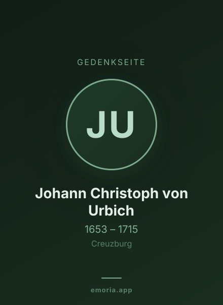 Gedenkportrait von Johann Christoph von Urbich