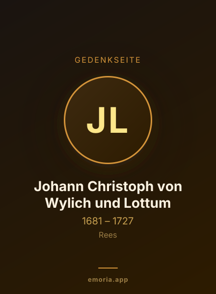 Gedenkportrait von Johann Christoph von Wylich und Lottum