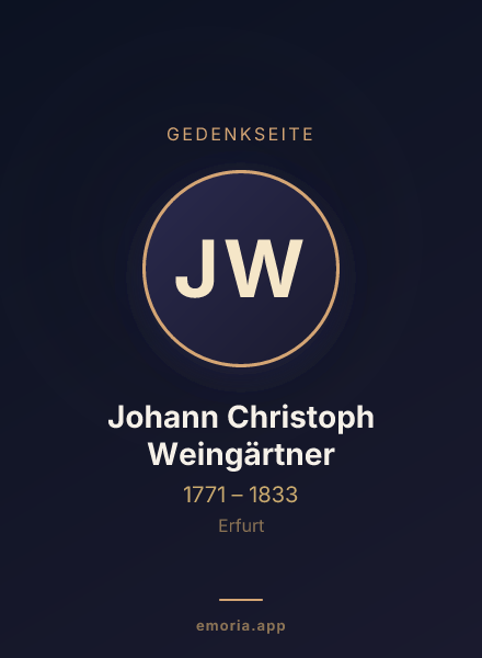 Gedenkportrait von Johann Christoph Weingärtner