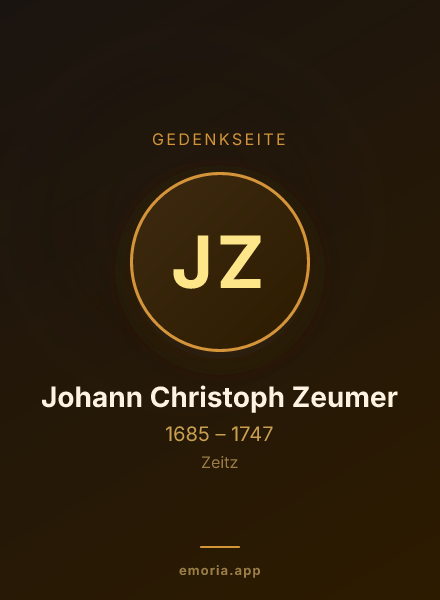 Gedenkportrait von Johann Christoph Zeumer