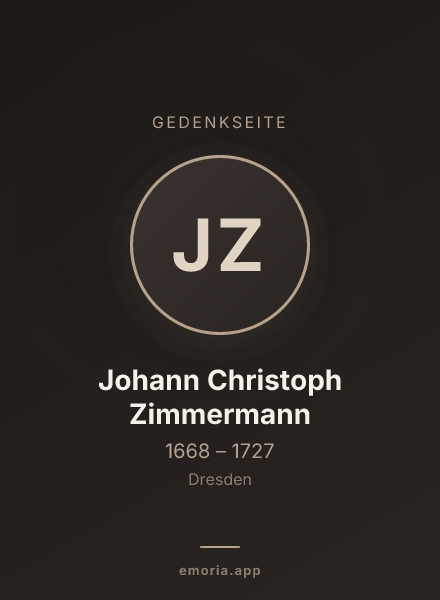 Gedenkportrait von Johann Christoph Zimmermann