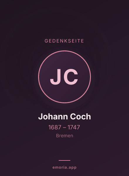 Gedenkportrait von Johann Coch
