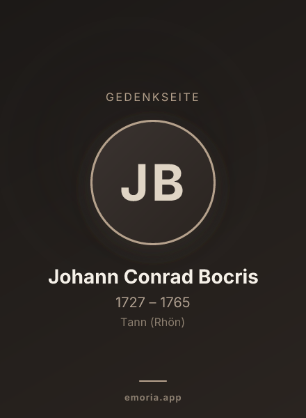 Gedenkportrait von Johann Conrad Bocris
