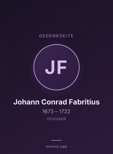 Gedenkportrait von Johann Conrad Fabritius