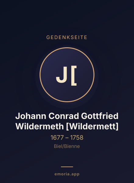 Gedenkportrait von Johann Conrad Gottfried Wildermeth [Wildermett]