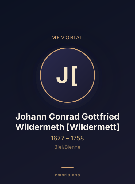 Memorial portrait of Johann Conrad Gottfried Wildermeth [Wildermett]