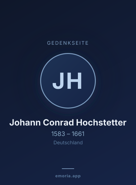 Gedenkportrait von Johann Conrad Hochstetter