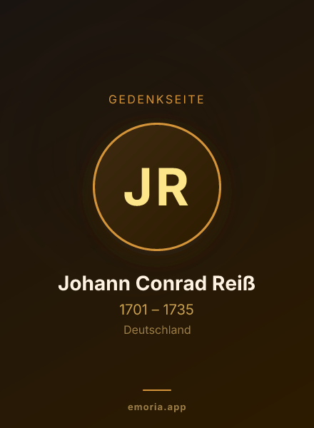 Gedenkportrait von Johann Conrad Reiß