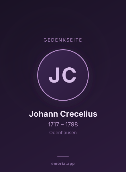 Gedenkportrait von Johann Crecelius